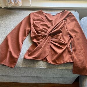 FAVLUX Terracotta Twist-Front Blouse